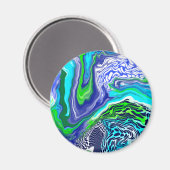 青と緑の流体アートマーブルエフェクト マグネット (正面/裏面)