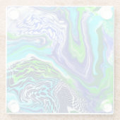 青と緑の流体アート注絵画ぐ効果ガラス ガラスコースター (裏面)