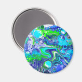 青と緑の流体アート絵画の効果 マグネット (正面/裏面)