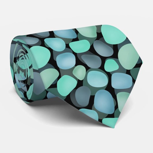 青と緑の海の小石の広場 ネクタイ (ロール)