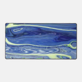 青と緑の液体抽象芸術 デスクマット
