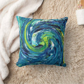 青と緑の渦巻き クッション (ブランケット)