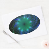 青と緑の渦巻き 楕円形シール (封筒)