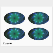 青と緑の渦巻き 楕円形シール (シート)