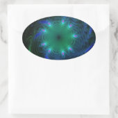 青と緑の渦巻き 楕円形シール (バッグ)