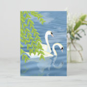青と緑の湖のスワンのペアを描く 招待状 (スタンド正面)