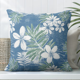 青と緑の熱帯花装飾用クッション クッション