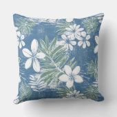 青と緑の熱帯花装飾用クッション クッション (裏面)