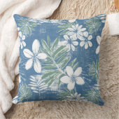 青と緑の熱帯花装飾用クッション クッション (ブランケット)