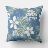 青と緑の熱帯花装飾用クッション クッション (正面)