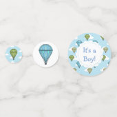 青と緑の熱気球の赤ちゃんシャワー コンフェッティ (正面)