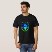 青と緑の狼顔Tシャツ Tシャツ (正面フル)