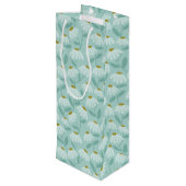 青と緑の登りハスの花の花柄 ワインギフトバッグ (裏面アングル)