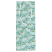 青と緑の登りハスの花の花柄 ワインギフトバッグ (裏面)