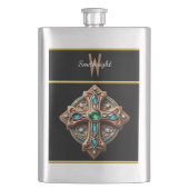 青と緑の石を持つEtherealクロスブルック フラスク (正面)