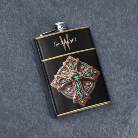 青と緑の石を持つEtherealクロスブルック フラスク