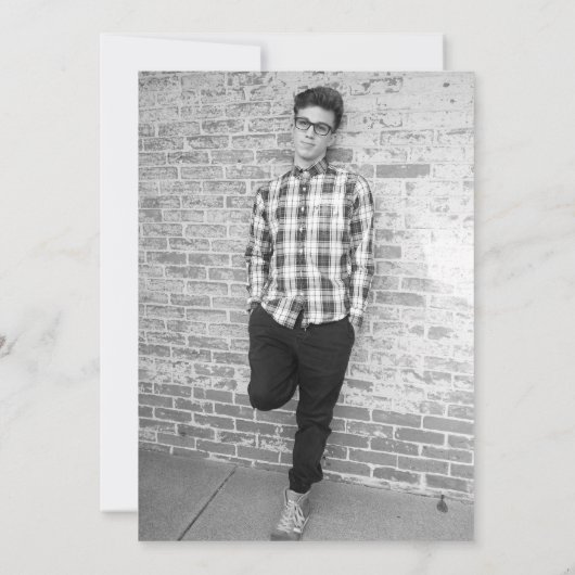 青と緑の絞り染めバー（ユダヤ教の）バル・ミツバー独身の写真 招待状 (裏面)