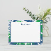 青と緑の絞り染めパーソナライズされたフラットノートカード 招待状 (スタンド正面)
