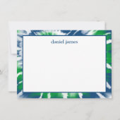 青と緑の絞り染めパーソナライズされたフラットノートカード 招待状 (正面)