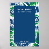 青と緑の絞り染めパーティーサインインボード ポスター (正面)