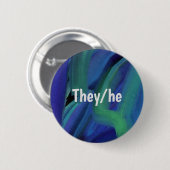 青と緑の線の彼/彼の代名詞のお尻 缶バッジ (正面&裏面)