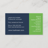 青と緑の芝生気にと庭いじり 名刺 (裏面)