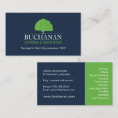 青と緑の芝生気にと庭いじり 名刺 (正面/裏面)