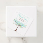 青と緑の花鳥のベビーシャワーお礼メッセージ フェイバータグ (インサイチュ)