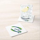 青と緑の芸術的サッカーコースター – 6 PK スクエアペーパーコースター (インサイチュ)