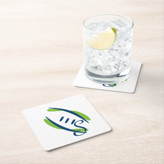 青と緑の芸術的サッカーコースター – 6 PK スクエアペーパーコースター (インサイチュ)