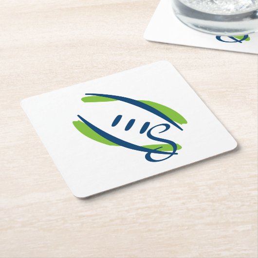 青と緑の芸術的サッカーコースター – 6 PK スクエアペーパーコースター (アングル)