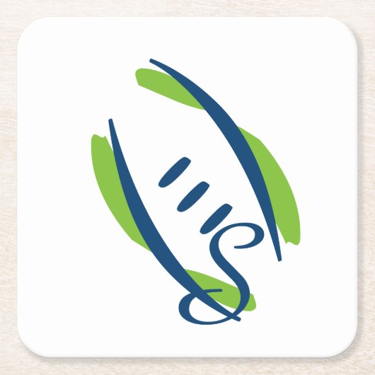 青と緑の芸術的サッカーコースター – 6 PK スクエアペーパーコースター (正面)