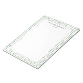 青と緑の葉の水彩模様メモ帳 ノートパッド (アングル)