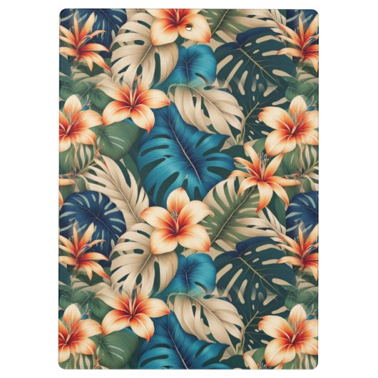 青と緑の葉を持つ熱帯の花 クリップボード (裏面)