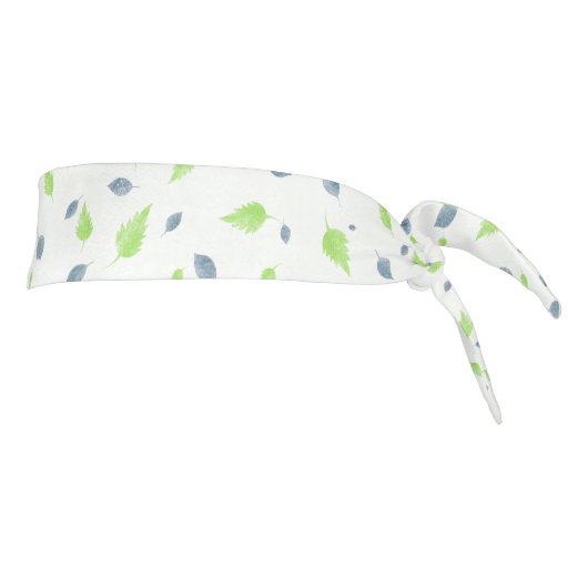 青と緑の葉パターン タイヘッドバンド (回転90)