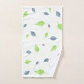 青と緑の葉パターン バスタオルセット (ハンドタオル)