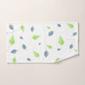 青と緑の葉パターン バスタオルセット (ハンドタオル)