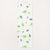 青と緑の葉パターン ヨガマット (正面)