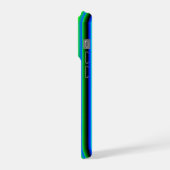 青と緑の虹色ストライプ iPhoneケース (左側面)