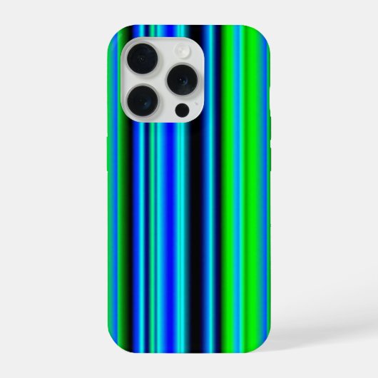 青と緑の虹色ストライプ iPhoneケース (裏面)