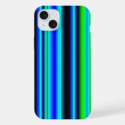 青と緑の虹色ストライプ iPhoneケース (裏面)