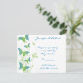 青と緑の蝶のつる植物応答カード 出欠カード (スタンド正面)