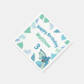 青と緑の誕生日恐竜ドラゴン スタンダードカクテルナプキン (角)