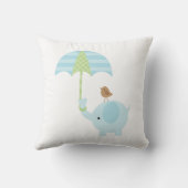 青と緑の象のベビー誕生発表 クッション (裏面)