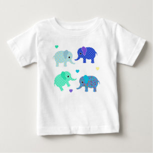 青と緑の象ベビー ベビーTシャツ