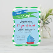 青と緑の赤ちゃんシャワー航海のだ 招待状 (スタンド正面)