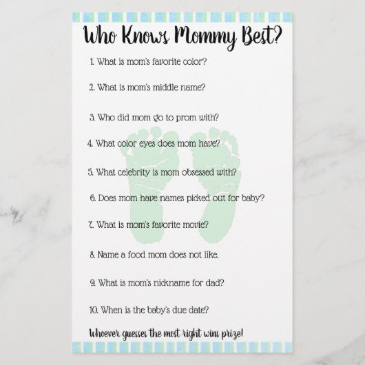 青と緑の足跡男の子のシャワーゲーム チラシ (裏面)