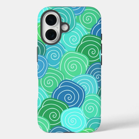 青と緑の転がる円のパターン Case-Mate iPhoneケース (裏面)