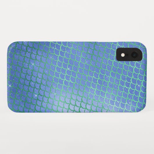 青と緑の輝く人魚のパターはかりで測ン Case-Mate iPhoneケース (裏面(横))
