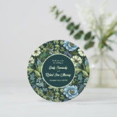 青と緑の野ビクトリアン花のパターン 招待状 (スタンド正面)